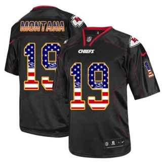 Nike Kansas City Chiefs #19 Joe Montana Black Men's Stitched NFL Elite USA Flag Fashion Jersey