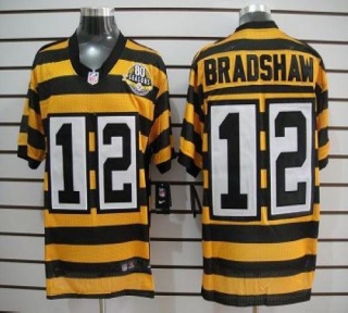 Nike Pittsburgh Steelers #12 Terry Bradshaw Yellow Black Alternate 80TH Throwback Men's Stitched NFL