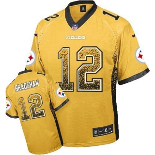 Nike Pittsburgh Steelers #12 Terry Bradshaw Gold Men's Stitched NFL Elite Drift Fashion Jersey