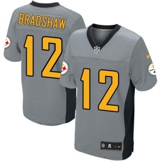 Nike Pittsburgh Steelers #12 Terry Bradshaw Grey Shadow Men's Stitched NFL Elite Jersey