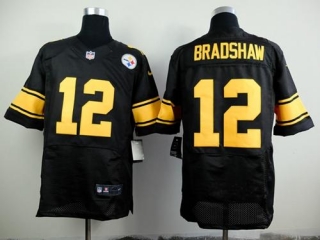 Nike Pittsburgh Steelers #12 Terry Bradshaw Black Gold No Men's Stitched NFL Elite Jersey
