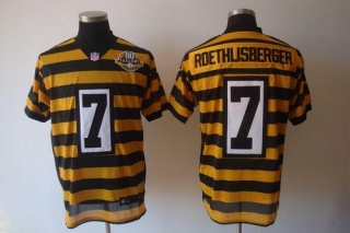 Nike Pittsburgh Steelers #7 Ben Roethlisberger Yellow Black 80TH Anniversary Throwback Men's Stitche