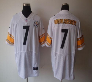 Nike Pittsburgh Steelers #7 Ben Roethlisberger White Men's Stitched NFL Elite Jersey