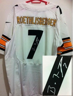 Nike Pittsburgh Steelers #7 Ben Roethlisberger White Men's Stitched NFL Elite Autographed Jersey