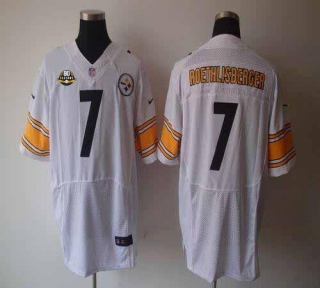 Nike Pittsburgh Steelers #7 Ben Roethlisberger White With 80TH Patch Men's Stitched NFL Elite Jersey