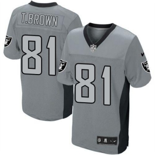 Nike Oakland Raiders #81 Tim Brown Grey Shadow Men's Stitched NFL Elite Jersey