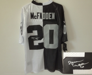 Nike Oakland Raiders #20 Darren McFadden White Black Men's Stitched NFL Autographed Elite Split Jers