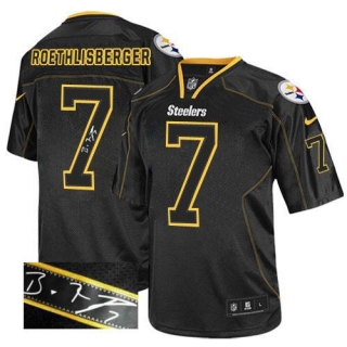 Nike Pittsburgh Steelers #7 Ben Roethlisberger Lights Out Black Men's Stitched NFL Elite Autographed