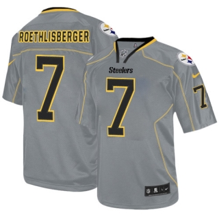 Nike Pittsburgh Steelers #7 Ben Roethlisberger Lights Out Grey Men's Stitched NFL Elite Jersey