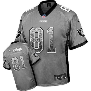 Nike Oakland Raiders #81 Tim Brown Grey Men's Stitched NFL Elite Drift Fashion Jersey