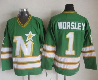 Dallas Stars -1 Gump Worsley Green CCM Throwback Stitched NHL Jersey