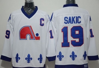 Quebec Nordiques -19 Joe Sakic Whtie CCM Throwback Stitched NHL Jersey