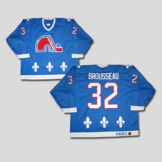 Nordiques -32 Paul Brousseau Stitched CCM Throwback blue NHL Jersey