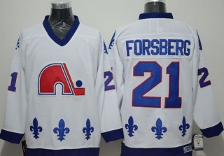 Quebec Nordiques -21 Peter Forsberg White CCM Throwback Stitched NHL Jersey
