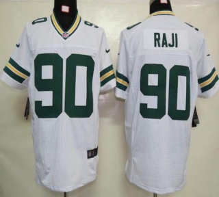 Nike Green Bay Packers #90 BJ Raji White Men's Stitched NFL Elite Jersey