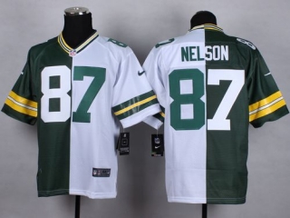Nike Green Bay Packers #87 Jordy Nelson Green White Men's Stitched NFL Elite Split Jersey