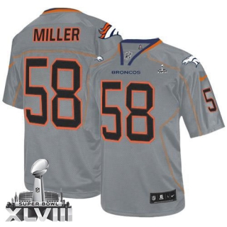 Nike Denver Broncos #58 Von Miller Lights Out Grey Super Bowl XLVIII Men's Stitched NFL Elite Jersey