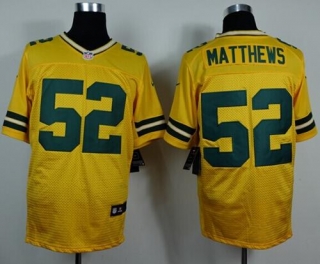Nike Green Bay Packers #52 Clay Matthews Yellow Alternate Men's Stitched NFL Elite Jersey