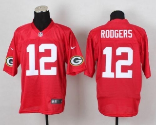 Nike Green Bay Packers #12 Aaron Rodgers Red Men's Stitched NFL Elite QB Practice Jersey