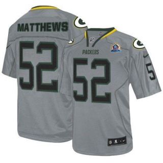 Nike Green Bay Packers #52 Clay Matthews Lights Out Grey With Hall of Fame 50th Patch Men's Stitched