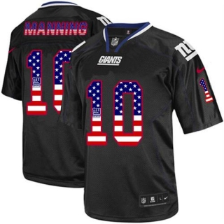 Nike New York Giants #10 Eli Manning Black Men's Stitched NFL Elite USA Flag Fashion Jersey
