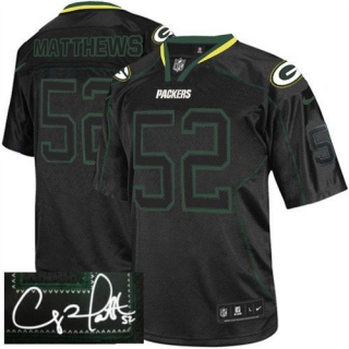 Nike Green Bay Packers #52 Clay Matthews Lights Out Black Men's Stitched NFL Elite Autographed Jerse