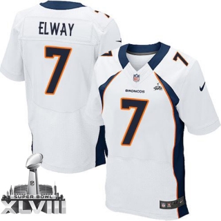 Nike Denver Broncos #7 John Elway White Super Bowl XLVIII Men's Stitched NFL Elite Jersey