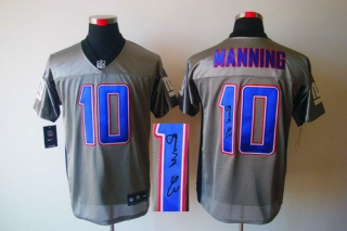 Autographed Nike New York Giants #10 Eli Manning Grey Shadow Men's Stitched NFL Elite Jersey