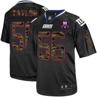 Nike New York Giants #56 Lawrence Taylor Black With 1925-2014 Season Patch Men's Stitched NFL Elite