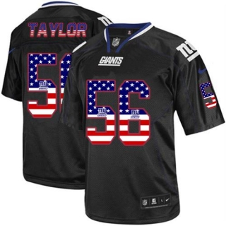 Nike New York Giants #56 Lawrence Taylor Black Men's Stitched NFL Elite USA Flag Fashion Jersey
