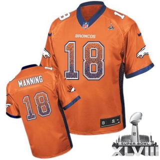 Nike Denver Broncos #18 Peyton Manning Orange Team Color Super Bowl XLVIII Men's Stitched NFL Elite