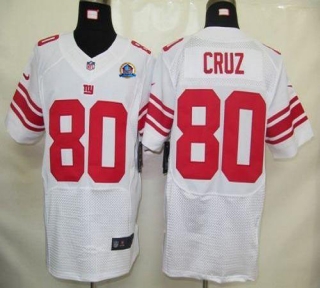 Nike New York Giants #80 Victor Cruz White With Hall of Fame 50th Patch Men's Stitched NFL Elite Jer