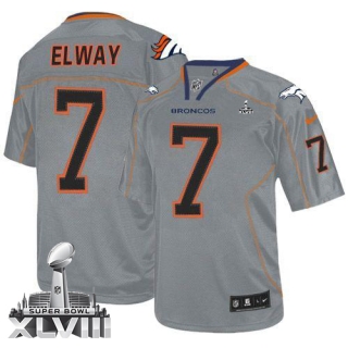 Nike Denver Broncos #7 John Elway Lights Out Grey Super Bowl XLVIII Men's Stitched NFL Elite Jersey