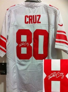 Nike New York Giants #80 Victor Cruz White Men's Stitched NFL Elite Autographed Jersey