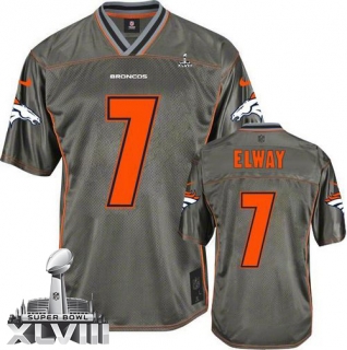 Nike Denver Broncos #7 John Elway Grey Super Bowl XLVIII Men's Stitched NFL Elite Vapor Jersey
