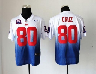 Nike New York Giants #80 Victor Cruz Royal Blue White With 1925-2014 Season Patch Men's Stitched NFL