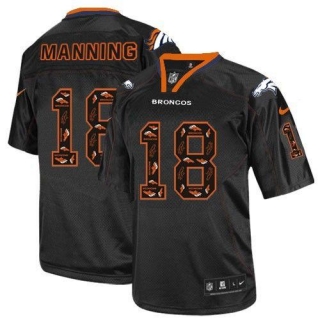 Nike Denver Broncos #18 Peyton Manning New Lights Out Black Men's Stitched NFL Elite Jersey