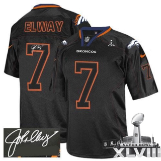 Nike Denver Broncos #7 John Elway Lights Out Black Super Bowl XLVIII Men's Stitched NFL Elite Autogr
