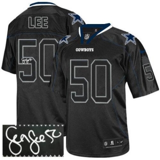 Nike Dallas Cowboys #50 Sean Lee Lights Out Black Men's Stitched NFL Elite Autographed Jersey