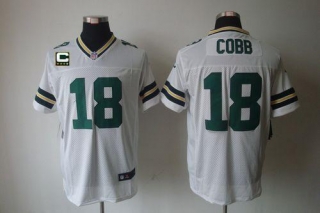 Nike Green Bay Packers #18 Randall Cobb White With C Patch Men's Stitched NFL Elite Jersey