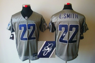 Autographed Nike Dallas Cowboys #22 Emmitt Smith Grey Shadow Men's Stitched NFL Elite Jersey