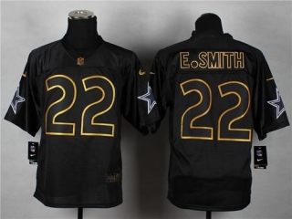 Nike Dallas Cowboys #22 Emmitt Smith Black Gold No Fashion Men's Stitched NFL Elite Jersey