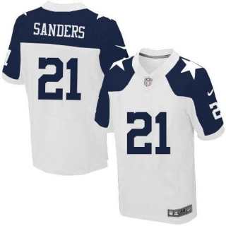 Nike Dallas Cowboys #21 Deion Sanders White Thanksgiving Men's Stitched NFL Throwback Elite Jersey