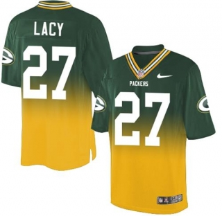 Nike Green Bay Packers #27 Eddie Lacy Green Gold Men's Stitched NFL Elite Fadeaway Fashion Jersey