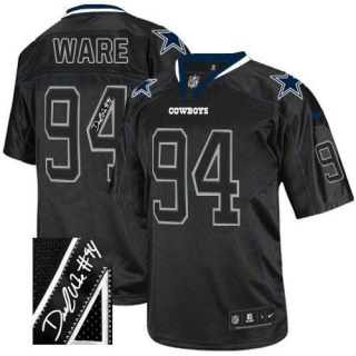Nike NFL Men Dallas Cowboys #94 DeMarcus Ware Elite Lights Out Black Autographed Stitched Jersey