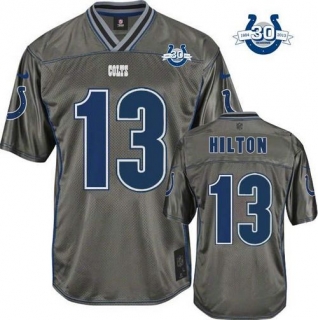 Nike Indianapolis Colts #13 TY Hilton Grey With 30TH Seasons Patch Men's Stitched NFL Elite Vapor Je