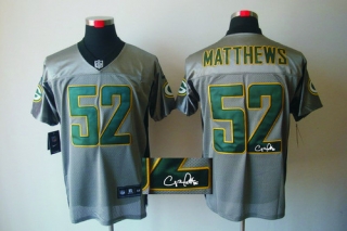 Autographed Nike Green Bay Packers #52 Clay Matthews Grey Shadow Men's Stitched NFL Elite Jersey