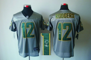 Autographed Nike Green Bay Packers #12 Aaron Rodgers Grey Shadow Men's Stitched NFL Elite Jersey