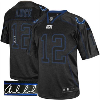 Nike Indianapolis Colts #12 Andrew Luck Lights Out Black Men's Stitched NFL Elite Autographed Jersey
