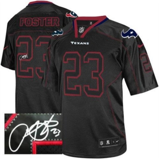 Nike Houston Texans -23 Arian Foster Lights Out Black Mens Stitched NFL Elite Autographed Jersey